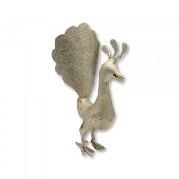 Small steel peacock_silver plating-code F-T00240
