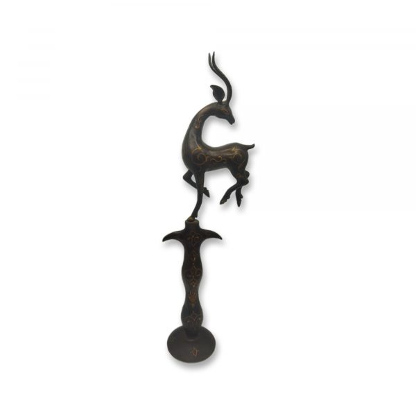 Steel gazelle with a base,hammered silver-code F-T00689