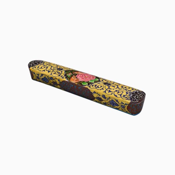 Qajar flower and bird design bone pencil case-code-G0032