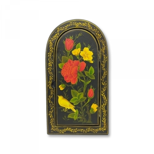 Mirror with door, patinated flowers and old birds design -code P-A00969