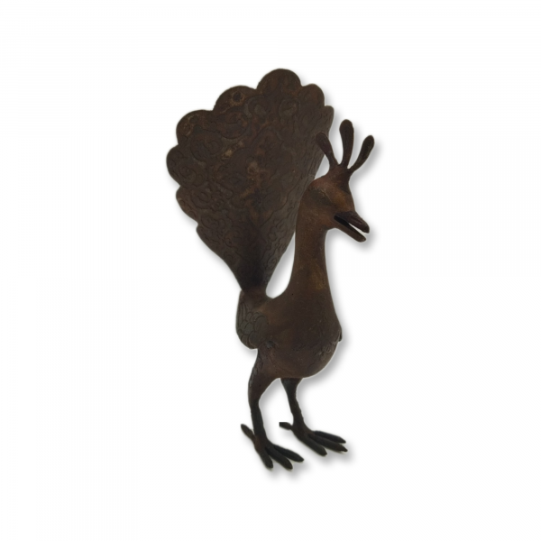 Small patinated steel peacock-code F-T00238