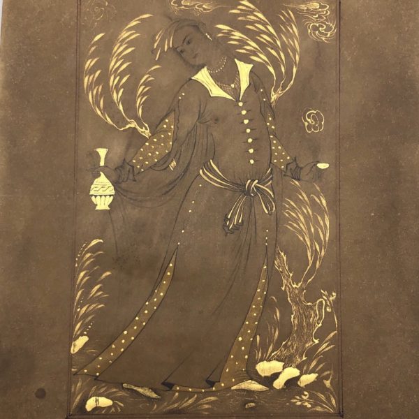 Miniature on patinated paper-Tabriz school-code N-K00187